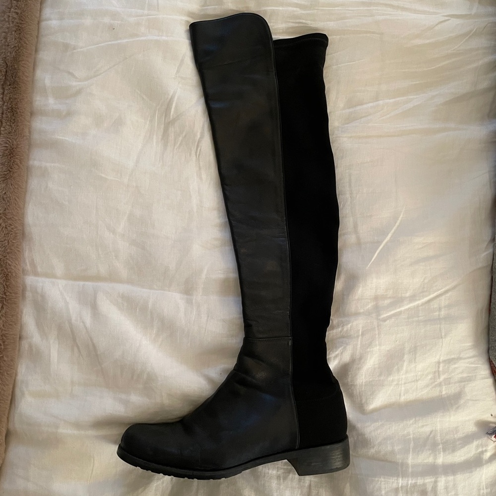 Stuart Weitzman Black Leather Over the Knee Boots - Picture 5 of 6
